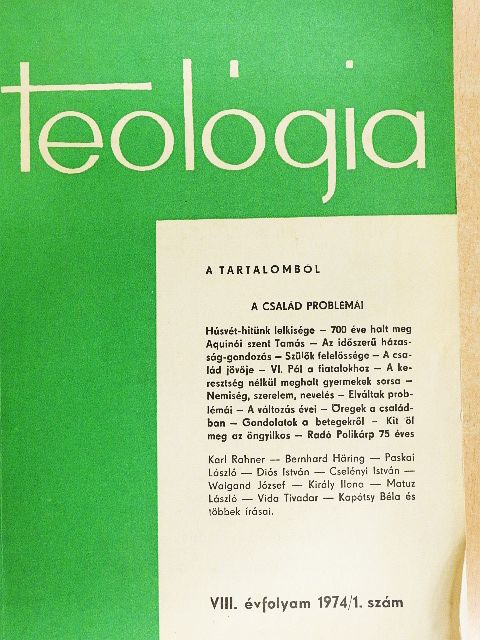 Bernhard Häring - Teológia 1974/1. [antikvár]