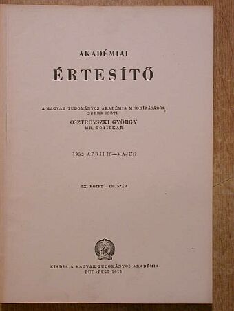 Li Sze-Kuang - Akadémiai Értesítő LX. kötet 499. szám [antikvár]