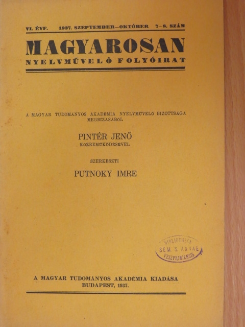 Dengi János - Magyarosan 1937. szeptember-október [antikvár]