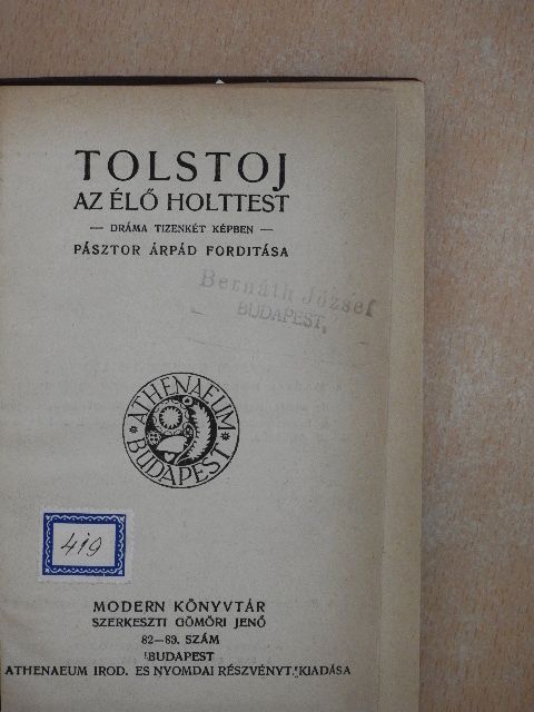 Somogyi Ede - Az élő holttest/A Kreutzer-szonáta [antikvár]