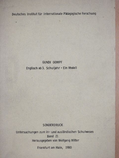 Gundi Gompf - Englisch ab 3. Schuljahr - Ein Modell [antikvár]