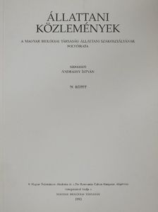 Bába Károly - Állattani Közlemények 79. [antikvár]