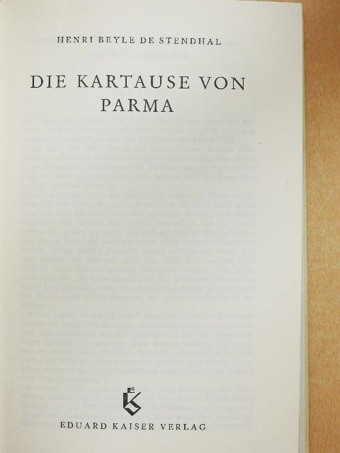 Henri Beyle de Stendhal - Die Kartause von Parma [antikvár]