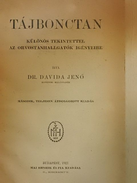 Dr. Davida Jenő - Tájbonctan [antikvár]