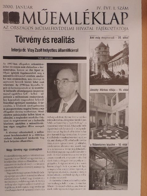 Műemléklap 2000. január [antikvár]