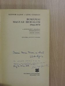 Kántor Lajos - Romániai magyar irodalom 1944-1970 (dedikált példány) [antikvár]