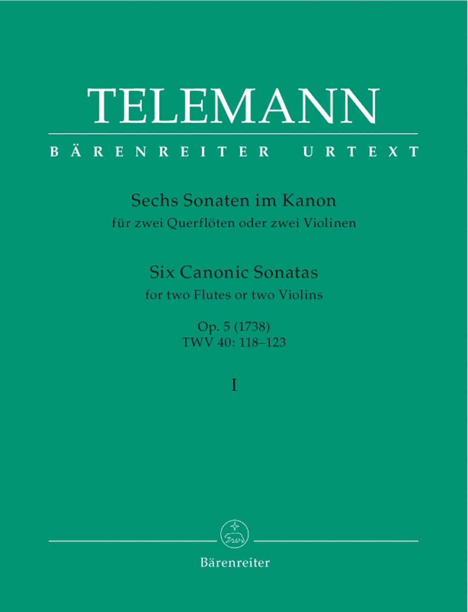 TELEMANN - SECHS SONATEN IM KANON FÜR 2 QUERFLÖTEN ODER 2 VIOLINEN OP.5 I URTEXT