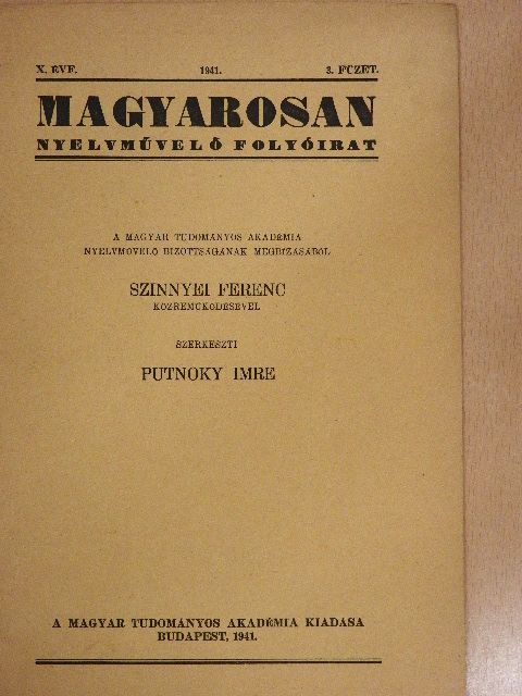 Báró Szalay Gábor - Magyarosan 1941/3. [antikvár]