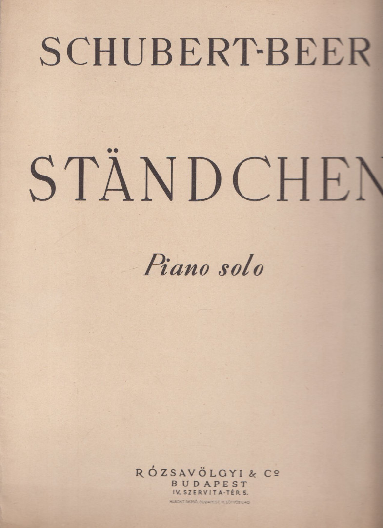 Franz Schubert, Beer - Schubert-Beer: Ständchen [antikvár]