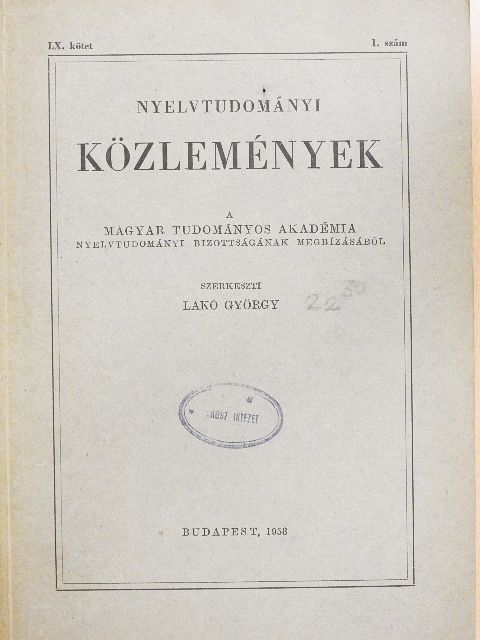 Dénes Szilárd - Nyelvtudományi Közlemények LX. kötet 1. szám [antikvár]