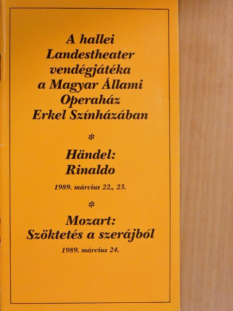 Georg Friedrich Händel - A hallei Landestheater vendégjátéka a Magyar Állami Operaház Erkel Színházában [antikvár]