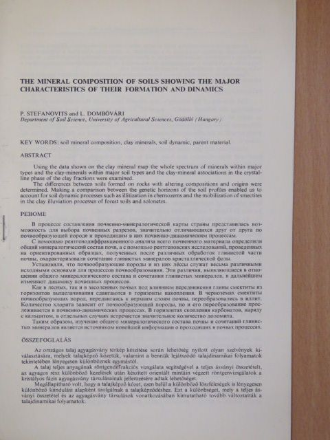 Dombóvári I. - The mineral composition of soils showing the major characteristics of their formation and dinamics [antikvár]