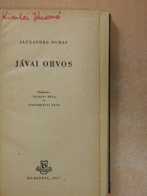 Alexandre Dumas - Jávai orvos [antikvár]