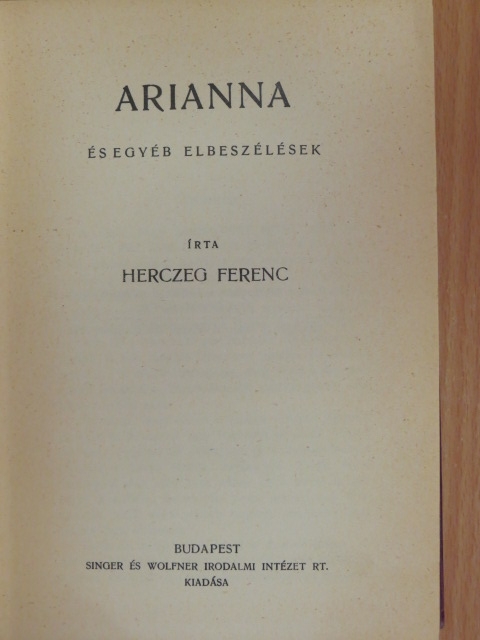 Herczeg Ferenc - Arianna [antikvár]