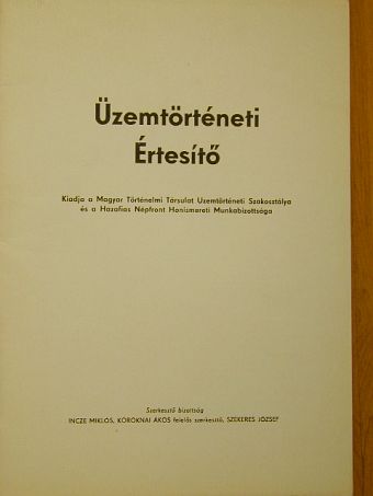 Üzemtörténeti Értesítő [antikvár]