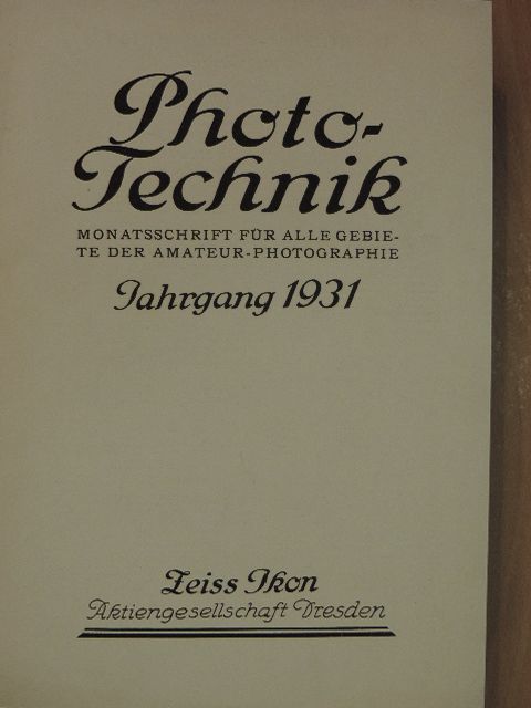 A. Niklitschek - Photo-Technik 1931. januar-dezember [antikvár]