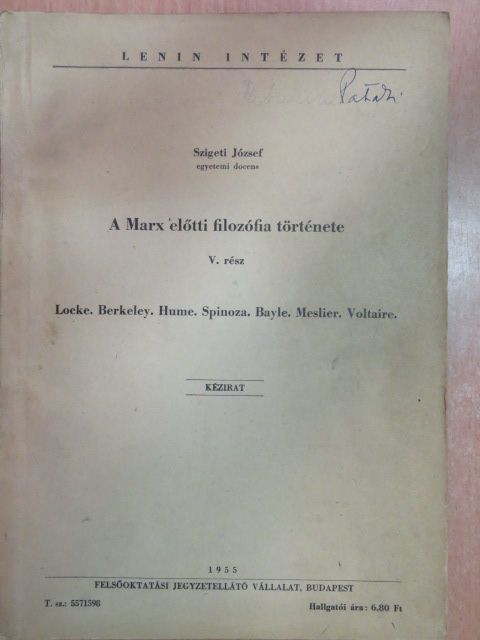 Szigeti József - A Marx előtti filozófia története V. [antikvár]