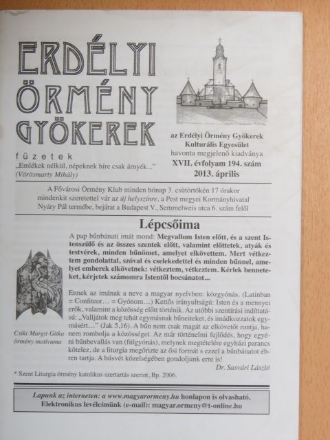 Bálintné Kovács Júlia - Erdélyi Örmény Gyökerek Füzetek 2013. április [antikvár]