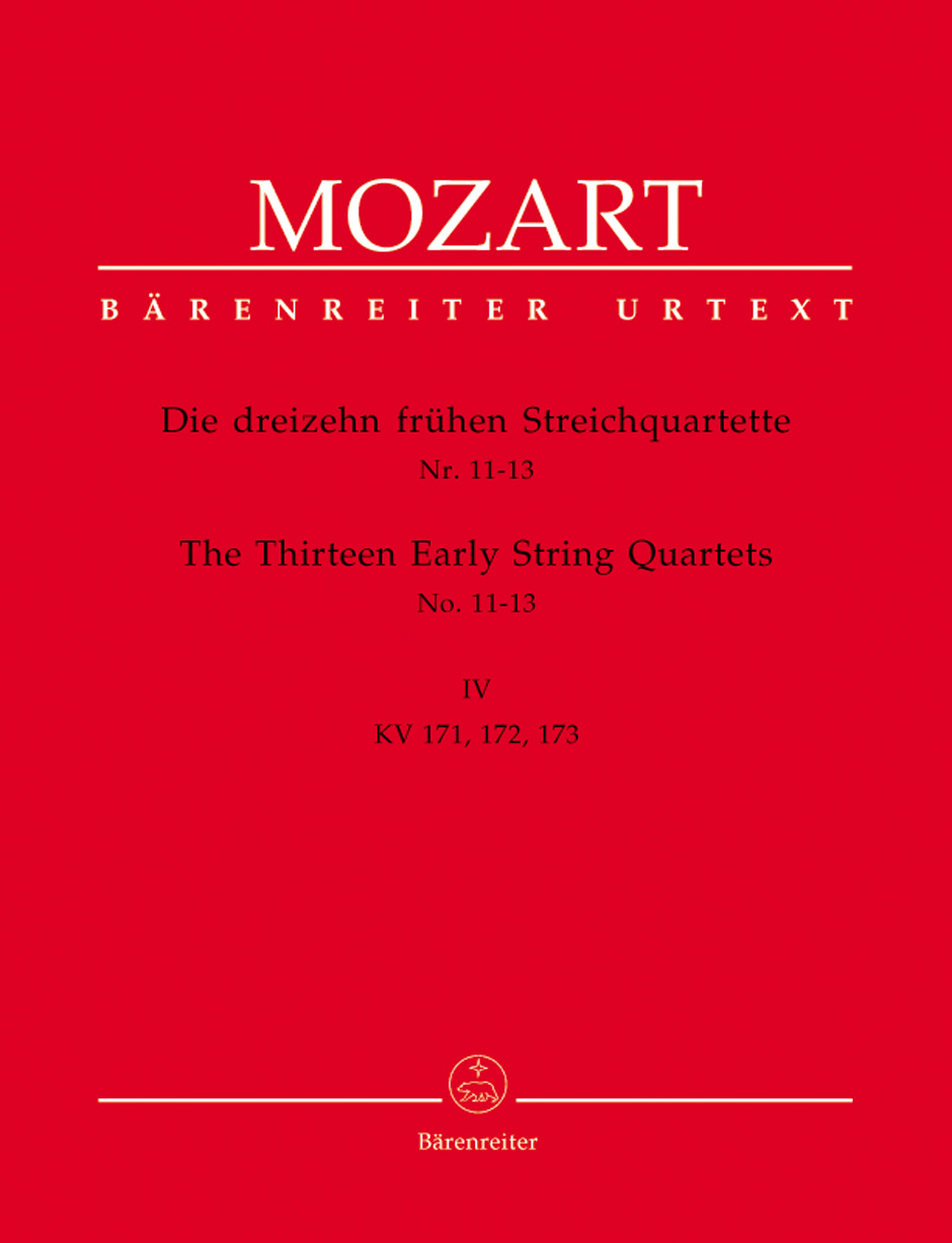 MOZART, W,A, - DIE DREIZEHN FRÜHEN STREICHQUARTETTE IV. NR.11-13, KV 171, 172, 173