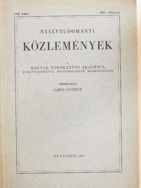 B. Lőrinczy Éva - Nyelvtudományi Közlemények LIX. kötet [antikvár]