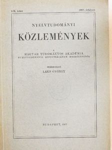 B. Lőrinczy Éva - Nyelvtudományi Közlemények LIX. kötet [antikvár]