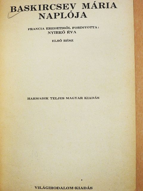 Baskircsev Mária - Baskircsev Mária naplója I-II. [antikvár]