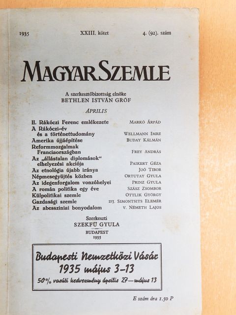 Buday Kálmán - Magyar Szemle 1935. április [antikvár]