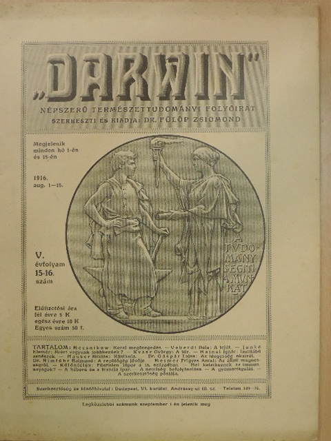 Dr. Gáspár Lajos - "Darwin" 1916. aug. 1-15. [antikvár]