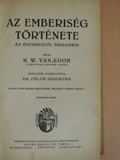 H. W. Van Loon - Az emberiség története [antikvár]