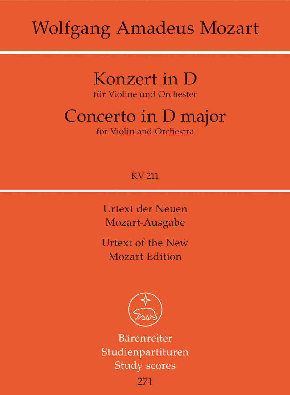 MOZART, W,A, - KONZERT IN D FÜR VIOLINE UND ORCHESTER KV 211 TASCHENPARTITUR URTEXT