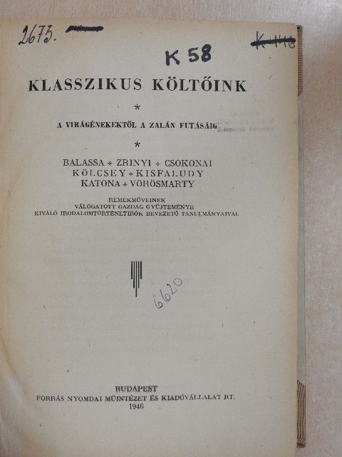 Balassa Bálint - Klasszikus költőink [antikvár]