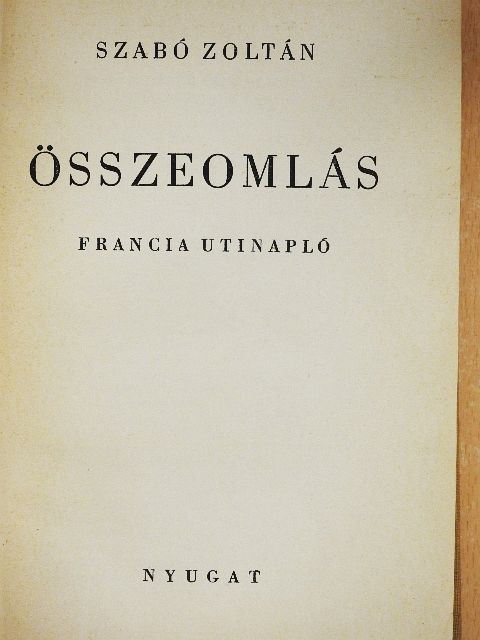 Szabó Zoltán - Összeomlás [antikvár]