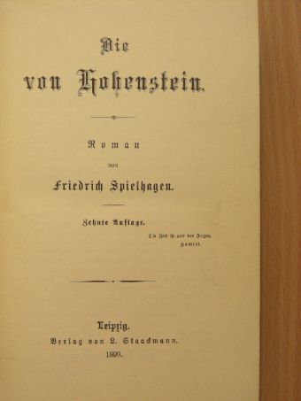 Friedrich Spielhagen - Die von Hohenstein (gótbetűs) [antikvár]