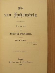 Friedrich Spielhagen - Die von Hohenstein (gótbetűs) [antikvár]