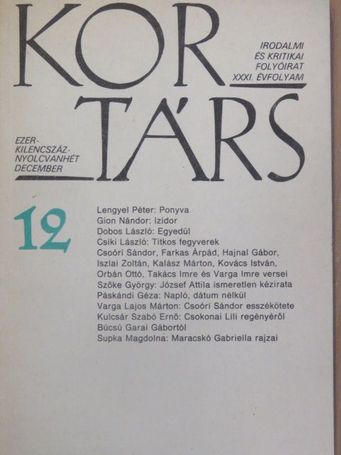 Csiki László - Kortárs 1987. december [antikvár]