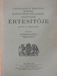 Hittrich József - A Budapesti IV. kerületi községi Eötvös József-Reáliskola nyolcvanadik értesítője az 1934-35. iskolaévről [antikvár]