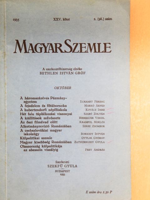Bierbauer Virgil - Magyar Szemle 1935. október [antikvár]