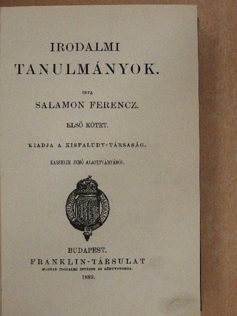 Salamon Ferencz - Irodalmi tanulmányok I. [antikvár]