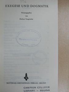 Anton Vögtle - Exegese und Dogmatik [antikvár]