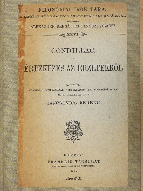 Condillac - Értekezés az érzetekről [antikvár]