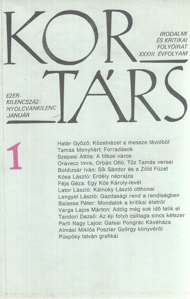 SZÁRAZ GYÖRGY - Kortárs 1989/1 [antikvár]