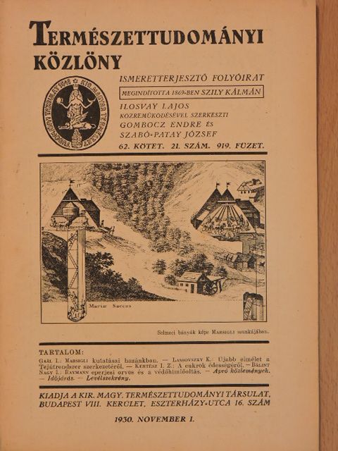 Bálint Nagy I. - Természettudományi Közlöny 1930. november 1. [antikvár]