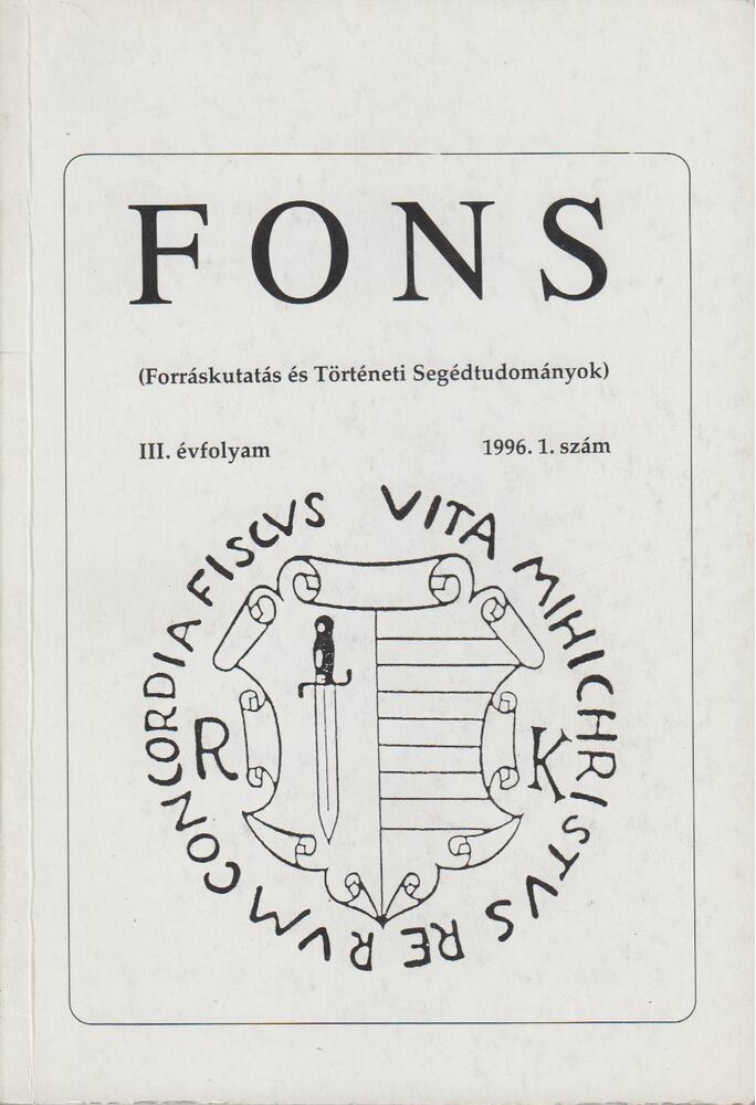 Miskei Antal, Soós István, Gönczi Katalin - FONS III. évfolyam 1996/1. [antikvár]
