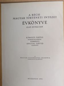 Baráth Tibor - A Bécsi Magyar Történeti Intézet évkönyve 1931. [antikvár]