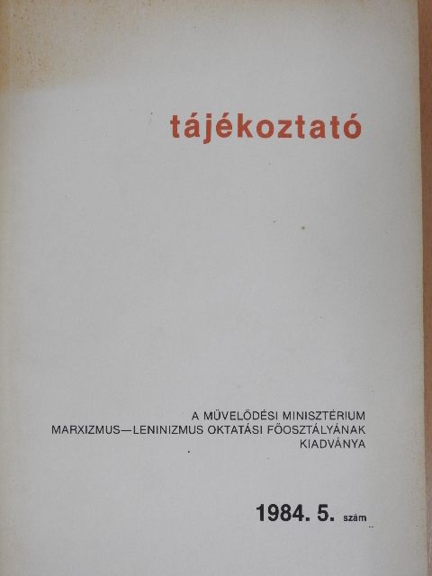 Békés Vera - Tájékoztató 1984/5. [antikvár]