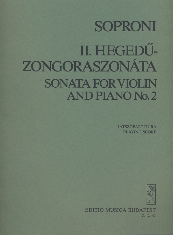 SOPRONI JÓZSEF - II. HEGEDŰ-ZONGORASZONÁTA NO.2 JÁTSZÓPARTITÚRA, ANTIKVÁR