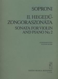 SOPRONI JÓZSEF - II. HEGEDŰ-ZONGORASZONÁTA NO.2 JÁTSZÓPARTITÚRA, ANTIKVÁR