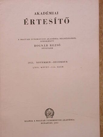 Baló Józsefné - Akadémiai Értesítő LXII. kötet 514. szám [antikvár]