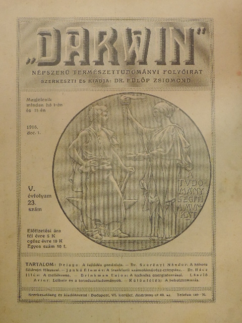 Dr. Szerényi Nándor - "Darwin" 1916. dec. 1. [antikvár]
