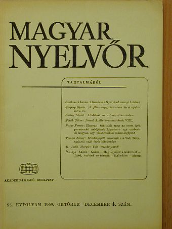 É. Kiss Sándor - Magyar Nyelvőr 1969. október-december [antikvár]